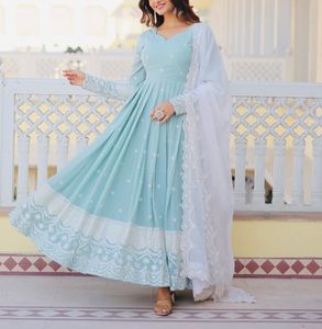Embroidered Gown &amp; Dupatta Set 🩵