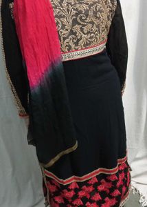 Elegant Black Pajama Kurta Set Red Women Xxl