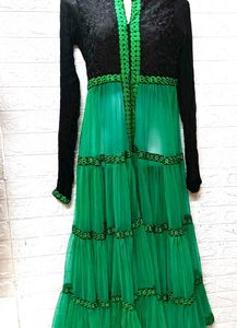 Elegant Green &amp; Black Ethnic Gown