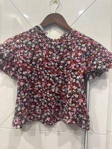 Floral Flutter Sleeve Top