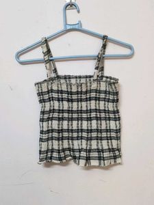 Plaid Smocked Crop Top