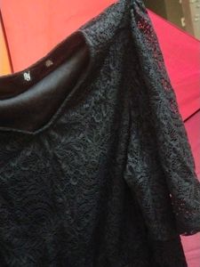 Elegant Black Lace Dress, febric floral barcode