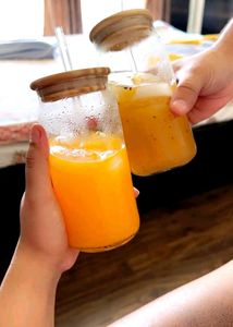 Glass Tumblers with Straws (Set of 2)