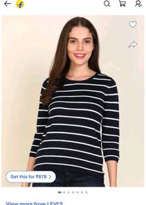 Navy Blue And White Striped Top