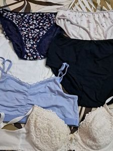 Combo  Of Six  Pure Cotton  Bra N Panty  Imported