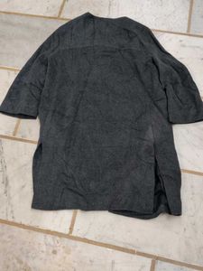 Elegant Gray Open-Front Coat