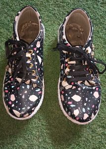 Platform Sneakers with Fun Terrazzo Print