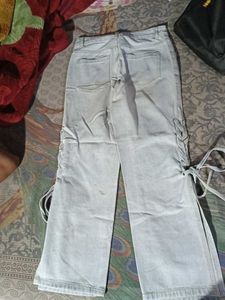 Light Wash Tie Detail Jeans