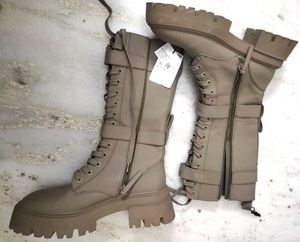 Zara combat lace up knee High Boots