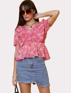 Floral Pink Peplum Top