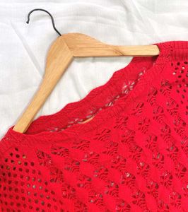 Pinterest Oversized Crochet Red Top D