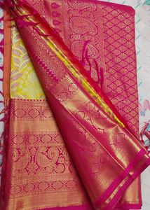 Pink & Yellow Silk Saree