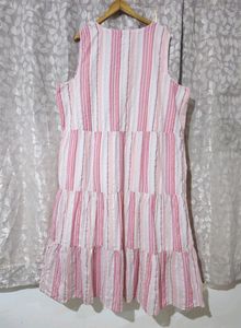 Pink Cotton Sleeveless Dress - 4XL