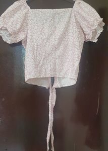 Pink Floral Print Crop Top