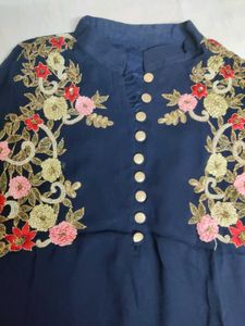 Navy Embroidered Kurti