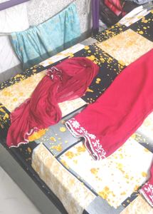 Red Chicken Kurta Set