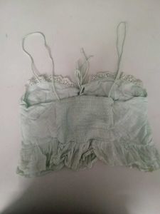 Bershka Powder Blue Lace Trim Cami Top