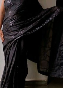 Elegant Black Sequin Saree