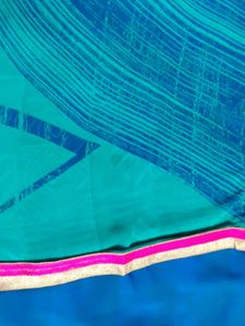 Vibrant green blue gradient saree