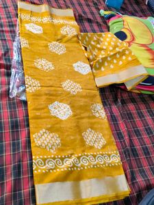 Yellow Printed Saree