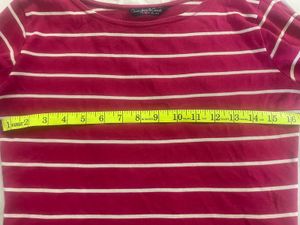 Striped Long Sleeve cotton crop top in size M