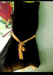 Chic Black Dress w/ Yellow Belt