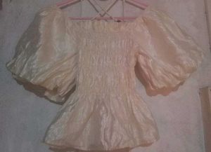 White Crop Top with Shirring