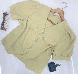Sage Green Puff Sleeve Top
