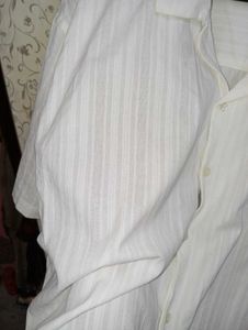 White Self Design Shirt