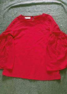Red Bell Sleeve Top