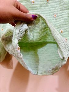 Women Green Floral Cute Top