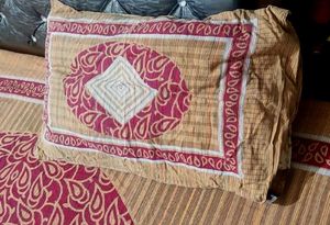 Red Printed Double Bed Bedsheet &amp; 2 Pillow Cover