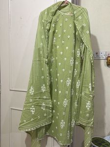 Light Green Cotton Kurta Set
