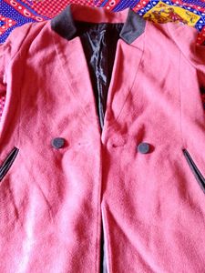 Vintage Pink Colour Long Coat For Women