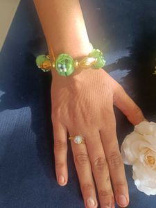 green and gold big glass Jewellery Set