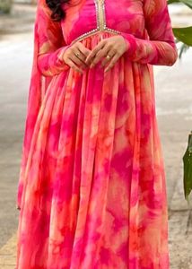 Pink &amp; Orange Anarkali