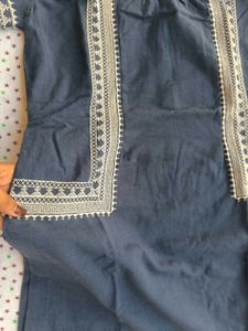Blue Embroidered Denim Top Dress
