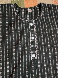 Black &amp; White Printed Kurta Set
