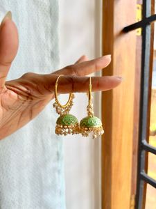 Enamel Jhumka Hoop Earrings