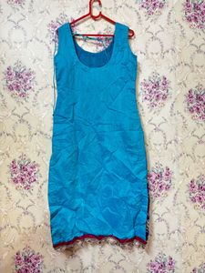 Teal Embroidered Indian Kurti