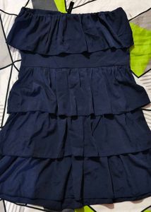 Navy Blue Ruffled Dress