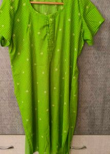 Lime Green Print Short Sleeve Dress