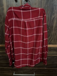 Maroon Plaid Long Sleeve Shirt
