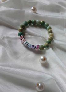 Hand Crafted Bracelet Of Green Marble Beads
