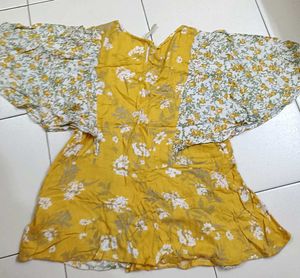 Yellow Floral Peplum Top