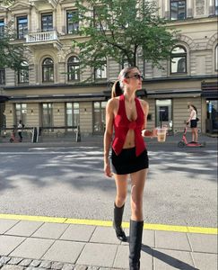 🍓✨Savana Red Halter Knit Top