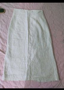 Linen Beige Midi Skirt