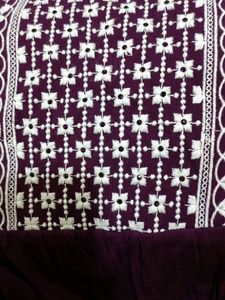 Women Purple Silk Embroidered Tunic