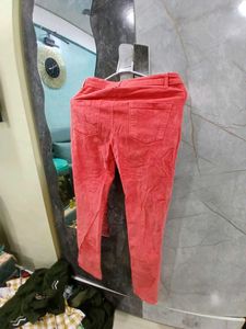 Coral Corduroy Pants