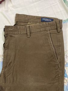 Peter England Slim Fit Pants Brown